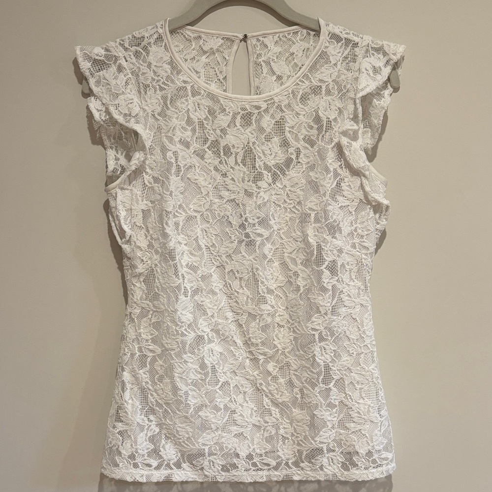 WHBM White Lace Blouse